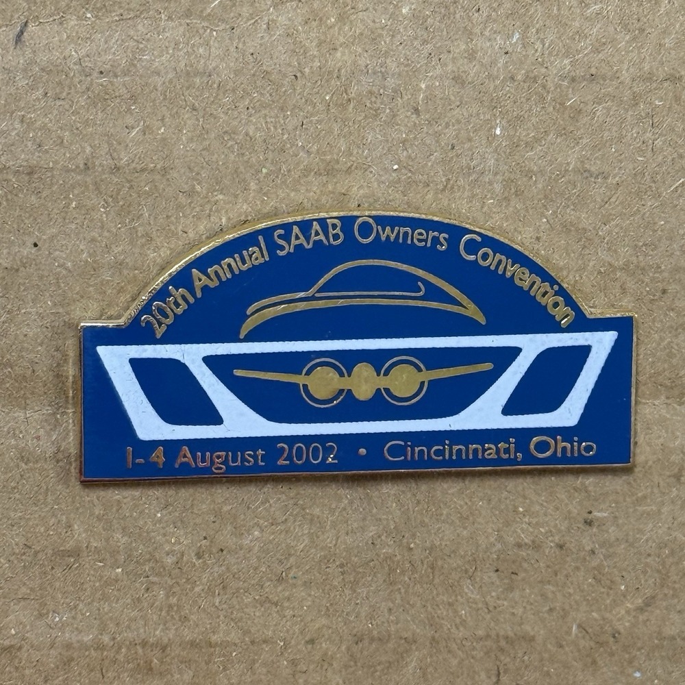 Saab 2002 20th Anniversary Ohio Car Automobile Swedish European Lapel Pin VTG